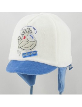 Cream / Blue baby hat Helicopter