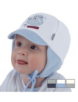 White / Blue baby hat My helicopter