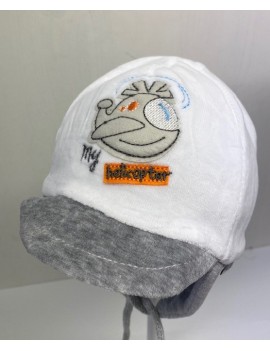 Gray / White baby hat helicopter