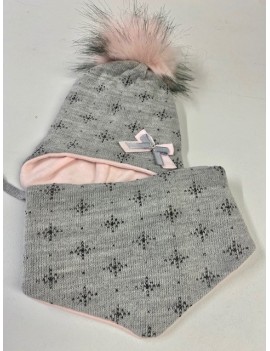 Baby Girl snow flake hat and bib scarf