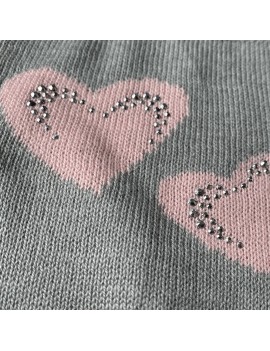 SNOOD WITH HEARTS GREY PINK
