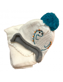 BABY WINTER SET HAT AND SCARF DINO