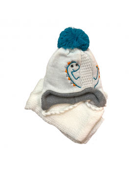 BABY WINTER SET HAT AND SCARF DINO